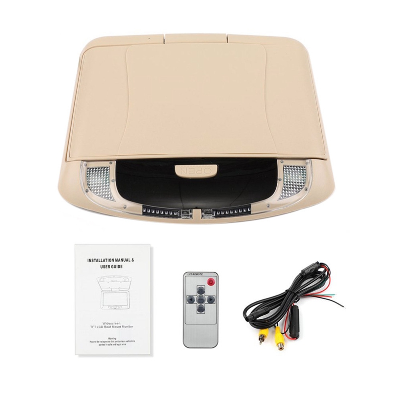 9 Inch Car Hd Digital Lcd Display Roof Lcd Color Display Flip Screen Ceiling Ceiling Display: Beige