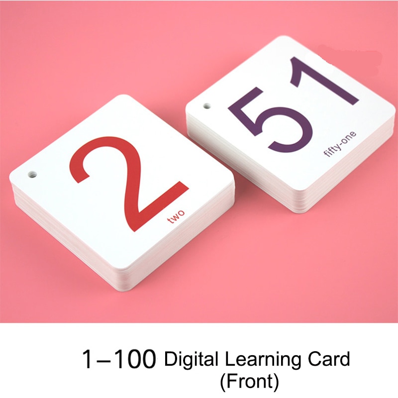100Pcs/Set Kids Children's Digital Number Flash Card 0-100 Early Learning Addition, Subtraction, Multiplication, Divide Games