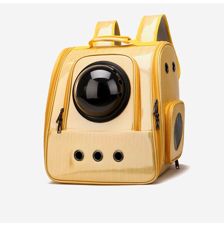 Opvouwbare Waterdichte Huisdier Kat Rugzak Hond Draagtas Bubble Ruimte Pet Carrier Rugzak Voor Kat Kleine Hond Outdoor handtas: YELLOW
