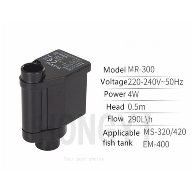 BOYU 1 piece FP-150 MR-300 MR-500 aquarium original submersible pump small ulter silent filter water pump special for fish tank: MR-300