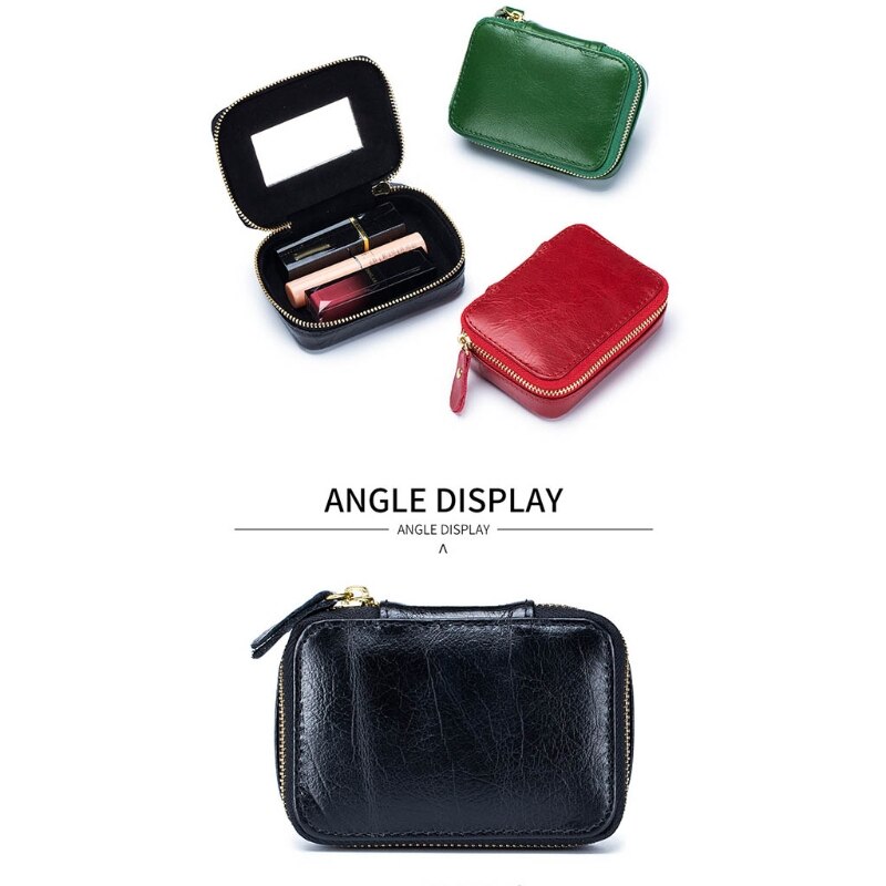 Vrouwen Mini Reizen Lippenstift Make-Up Tas Met Spiegel Vrouwelijke Casual Cosmetische Houder Portemonnee Effen Kleur Toilettas Organizer Bag