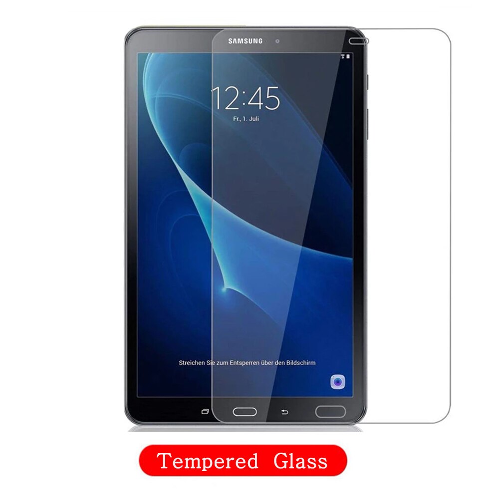 Funda Samsung Galaxy Tab Een 10.1 SM-T580 SM-T585 Shockproof Tablet Case Stand Houder Flip Cover Slim Coque + Gehard glas: Tempered Glass