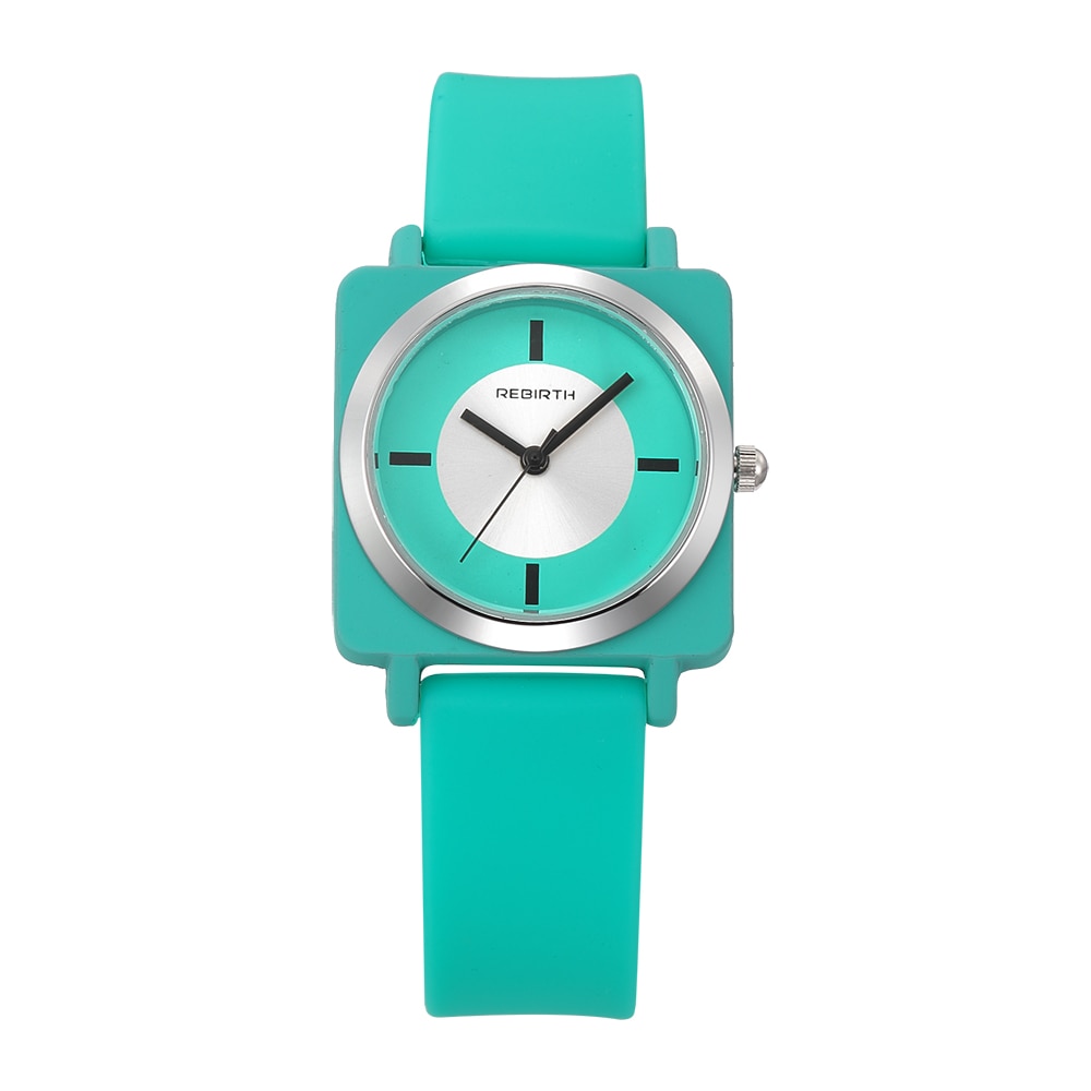 Wedergeboorte Dames Horloges Echt Horloges Siliconen Band Vrouwen Horloges Vierkante Horloge Vrouwen Klok Relogio Feminino Saat