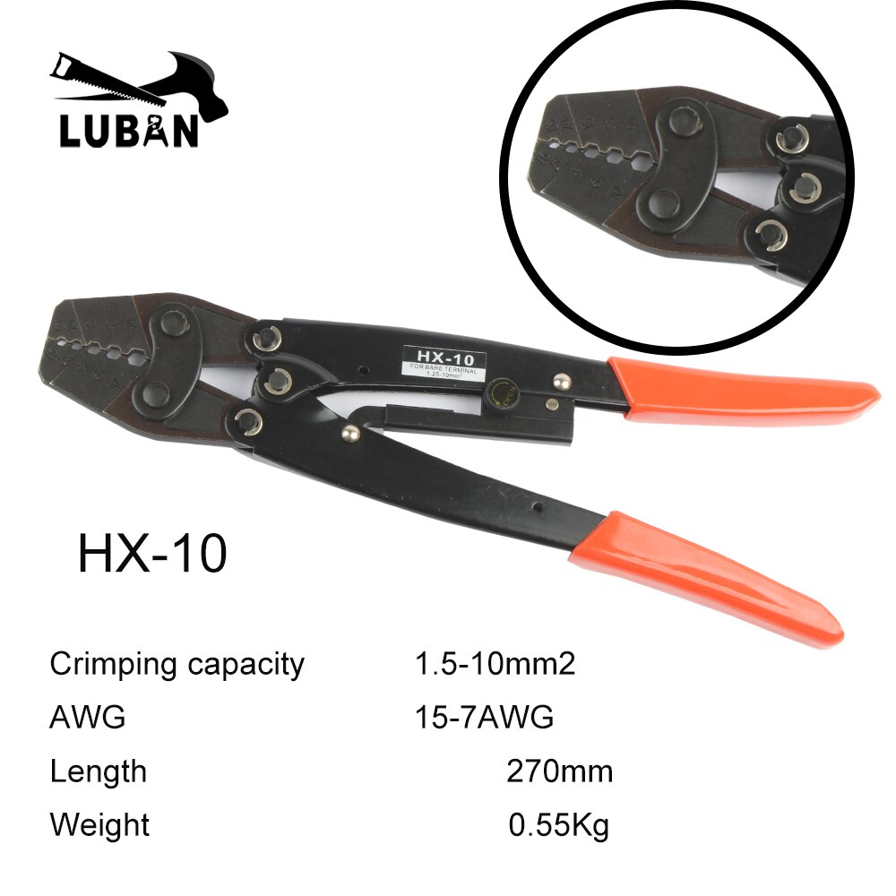 HS-16 HS-14 HX-16 HX-10 Crimping Pliers Cable Lug Crimper Tool Bare Terminal Wire Plier Cutter Hand Tool