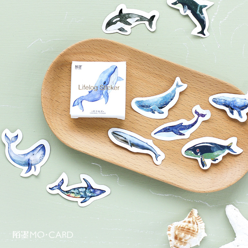 45 stks/doos Mini Whale Stickers Diy Card Fotoalbum Dagboek Scrapbook Stickers Schoolbenodigdheden Kawaii Briefpapier Stickers