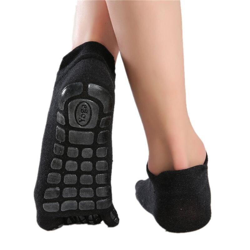 Socken mit silikonnoppen, rutschfeste baumwoll-trampolinsocken, fußballsocken, sportsocken, rutschfeste bodensocken, lustige socken: Schwarz