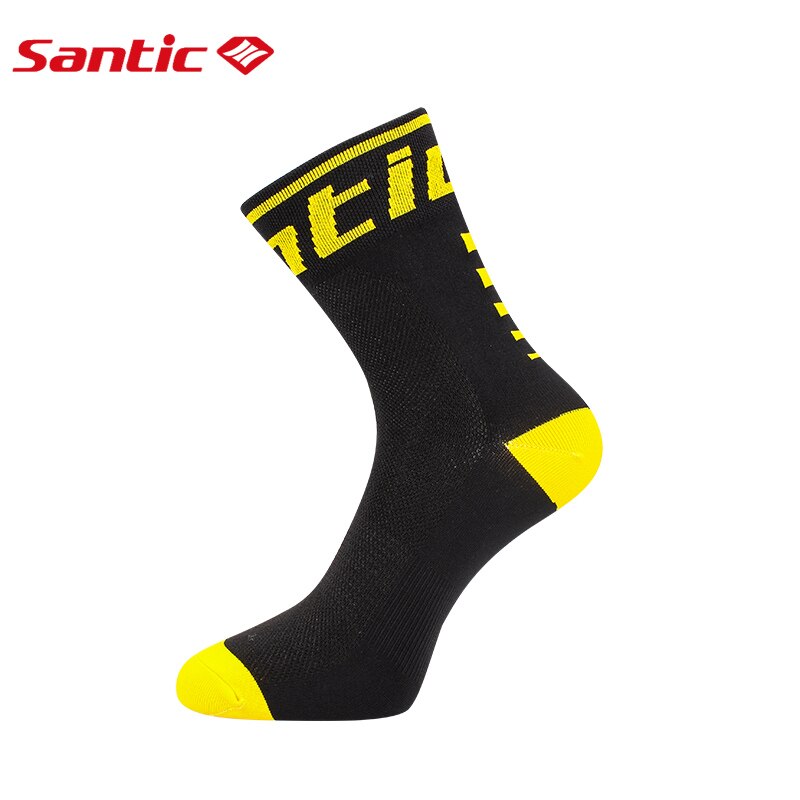 Santic 4Pcs Men Women Cycling Socks Bike Bicycle Socks Breathable Anti-sweat Outdoor Sports Ciclismo Socks 4Pcs: 4Pcs yellow