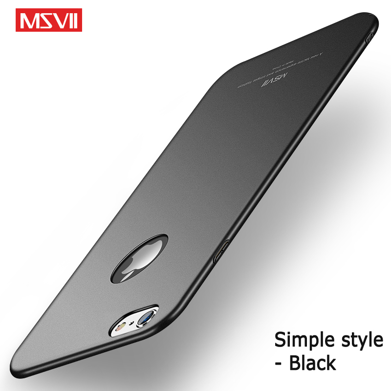For Apple iPhone 6 6s Plus Case Cover MSVII Brand Silm Scrub Case for iPhone6 Plus Coque Ultra Thin PC Cover for iPhone 6S Case: For iPhone 6 / Simple black