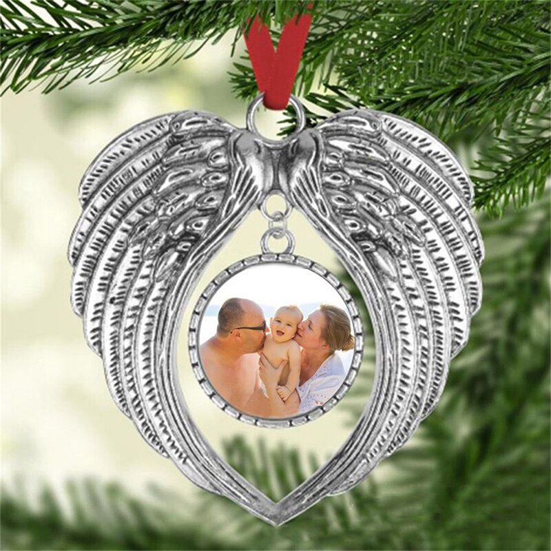 In Memory Angel Wings Ornament Christmas Tree Hanging Photo Bauble Decors