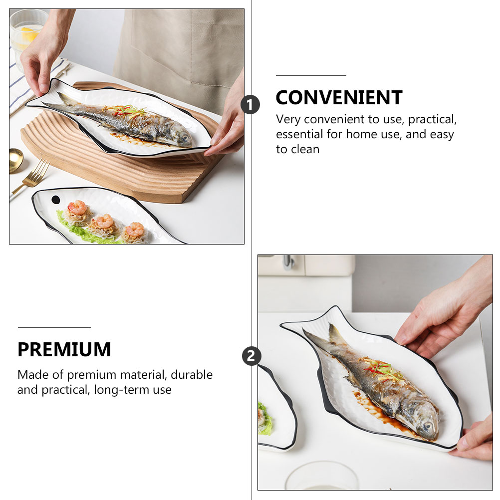 Ceramic Steamed Fish Dish Fish Holder Fish Steamer Microwave Steamed Fish Plate