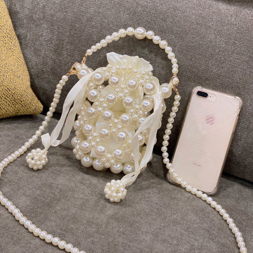 Perlenhandtasche, handgewebte umhängetasche für damen