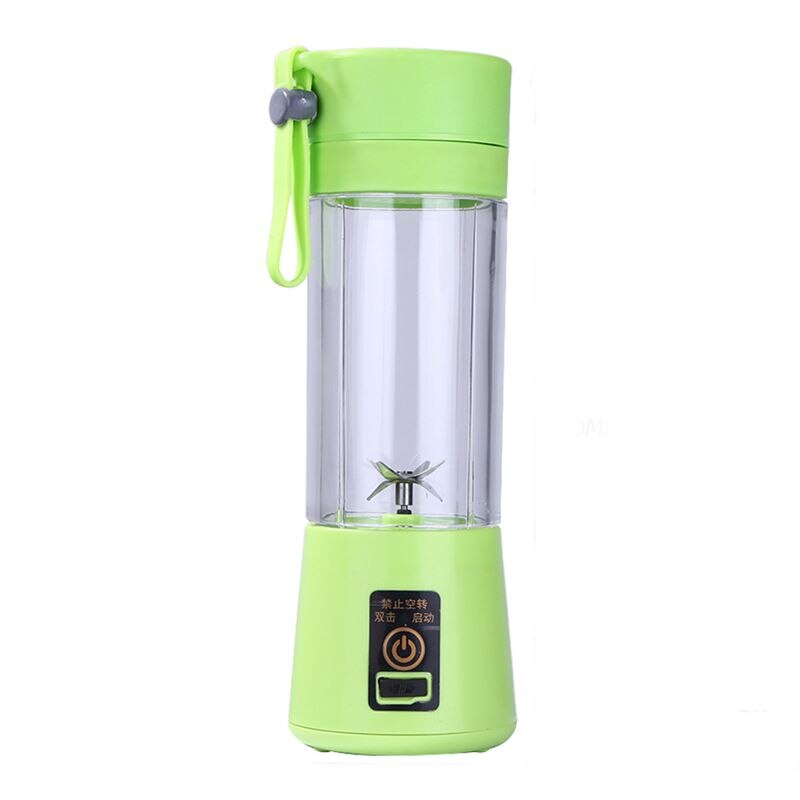 380ml USB Rechargeable Blender Mixer Portable Mini Juicer Juice Machine Smoothie Maker Household Small Juice Extractor: Green With 6 Blades
