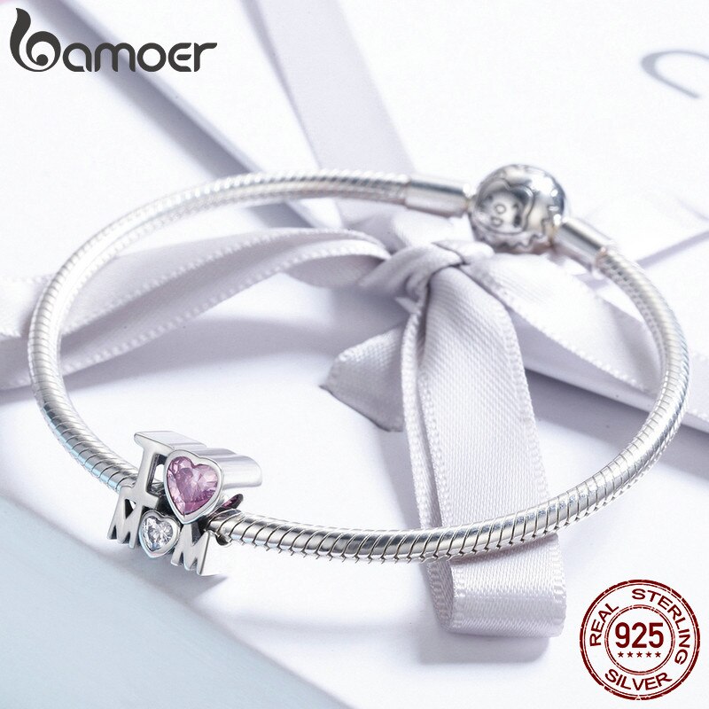 BAMOER-abalorio de plata de primera ley con forma de corazón para mujer, collar, plata esterlina 925, para madre, SCC579