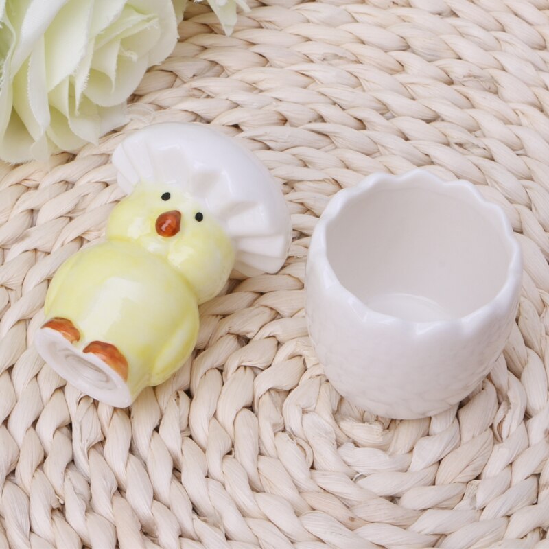 Ceramic Salt Pepper Shaker Chick Egg Style Seasoning Pot Cooking Tableware