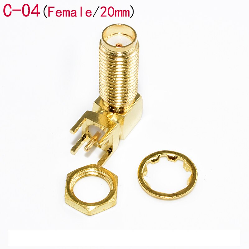 5Pcs SMA Male Female Jack Adapter Solder Edge PCB Straight Mount RF Copper Connector Plug Socket: C-04-Female-20mm