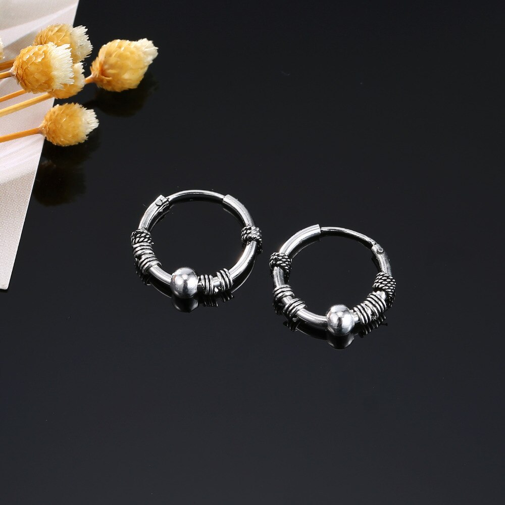 Europese Vintage Zilveren Kleur Oorringen Cirkel Handgemaakte Cool Kleine Hoop Earring Voor Vrouwen Bijoux Bijoux Sieraden