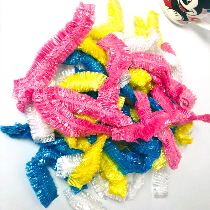 1000pcs/lot Disposable Shower Cap Plastic Waterproof Bath Caps Transparent Color Shower Cap Hair Salon One-Off Bathroom Products