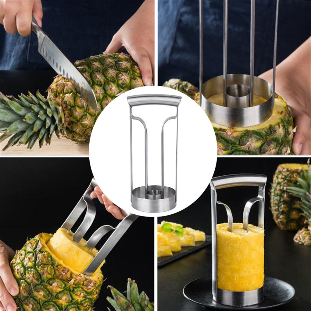 Kjøkken ananas utjerner i rustfritt stål fruktkutter superrask skrellerverktøy for fjerning av kjerne i skiver