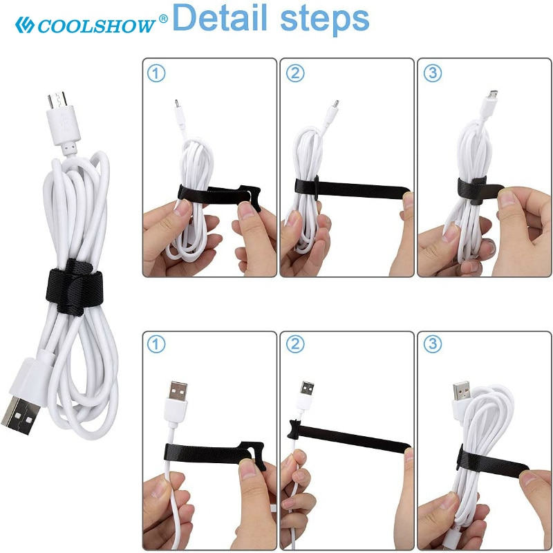 USB Data Cable Reusable Cable Ties Management Straps Winding Line 15cm Cable Organizer Wire Winder Cable Holder for Camera phone