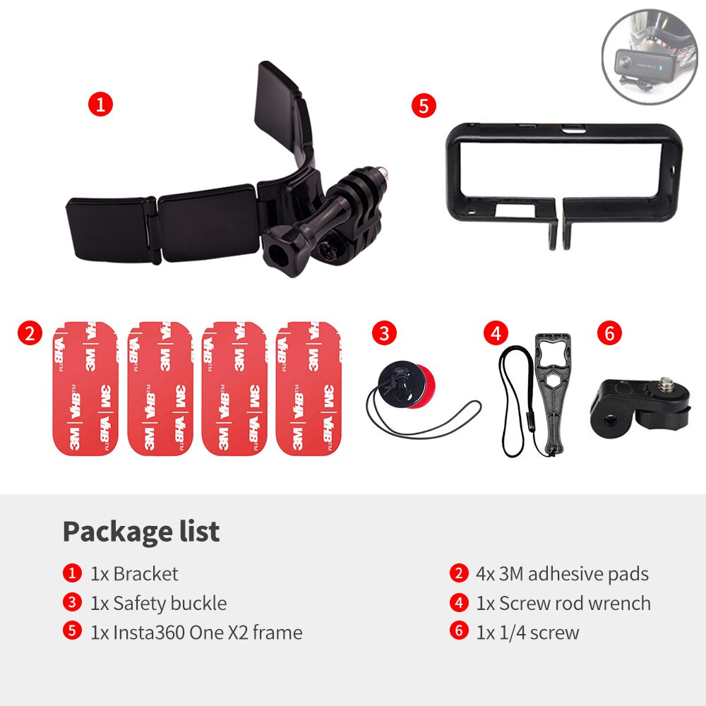 TUYU nowy Upgrade motocykl rower kask podbródek uchwyt na GoPro Max Hero 10 9 8 Insta360 OneR X2 DJI h9 akcesoria do kamer: OneX2 frame kit