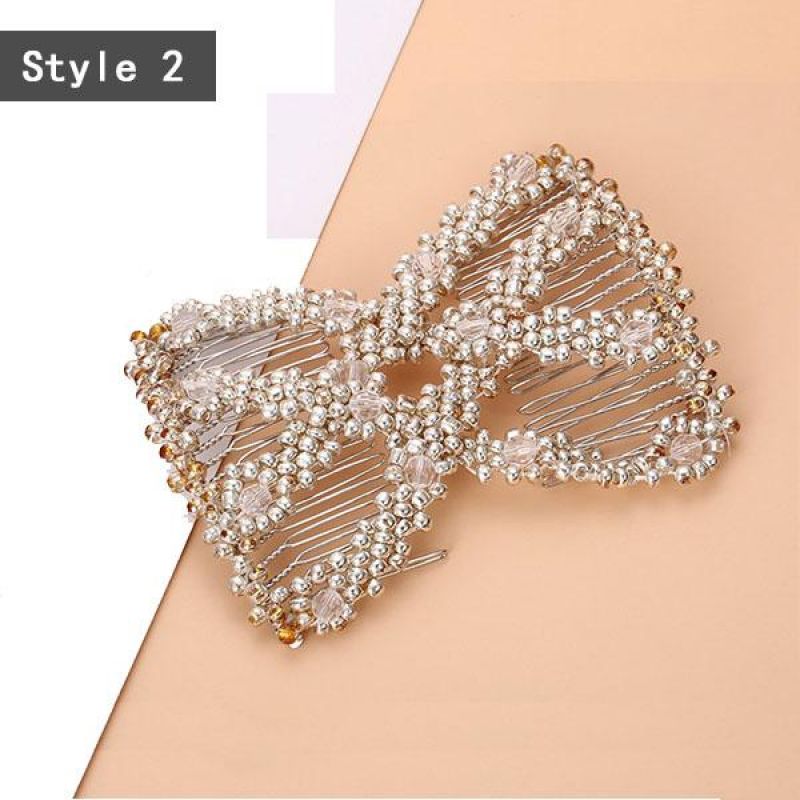 Easy Fix Magic Hair Comb Elastic Hairpin Stretch Hair Comb Sales Beaded Hair Magic Comb Clip Beads Pin Ladies Hair Comb