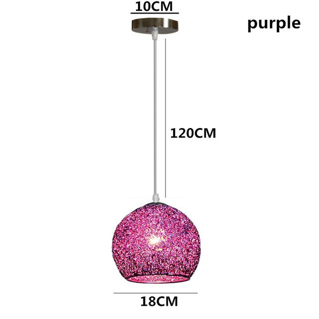 Modern aluminium metall  e27 led taklampa macaron enkelhuvud pendellampa för trappa matsal vardagsrum studie hotell: Lila