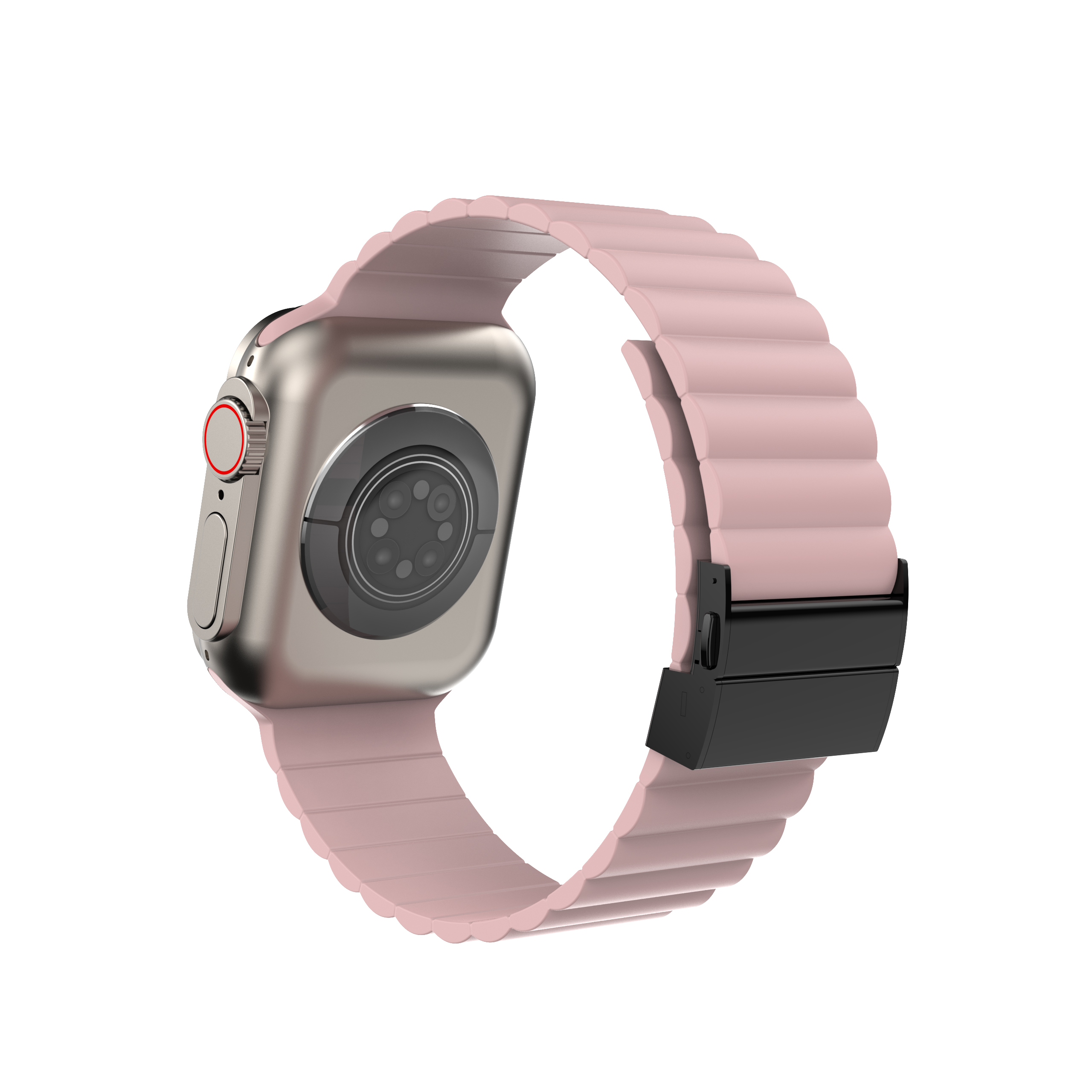 Siliconen band voor Apple Watch Band Ultra 2 49 mm 44 mm 45 mm 42 mm 41 40 mm Metalen gesparmband Iwatch Ultra 9 8 7 6 SE 5 4 Correa: S / Blue pink