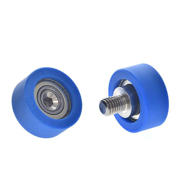 4pcs TPU PU polyurethane soft rubber coated flat pulley roller 6001 bearing wheel roller plane silent guide wheel 12*35*15mm