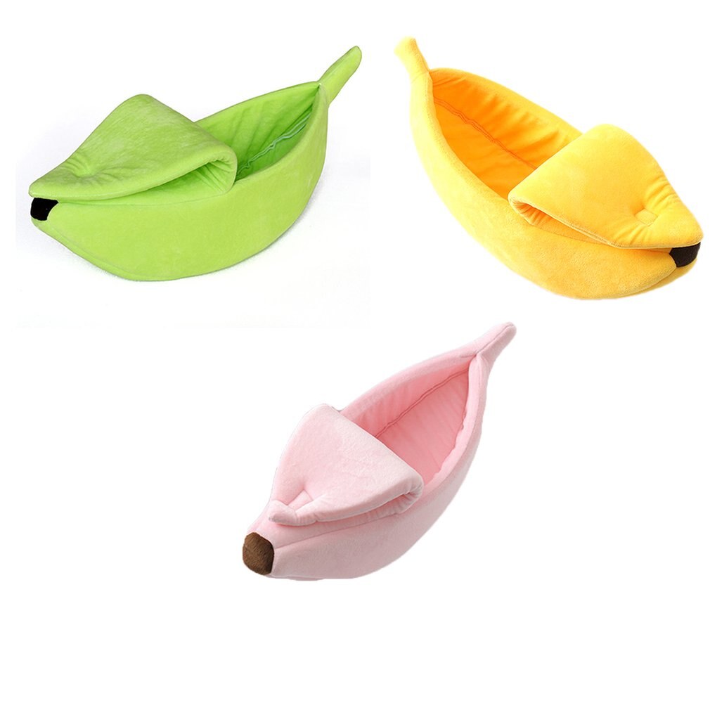 Morsom banan form kjæledyr katt seng hus koselig søt banan valp pute kennel varm bærbar kjæledyr kurv forsyninger mat senger