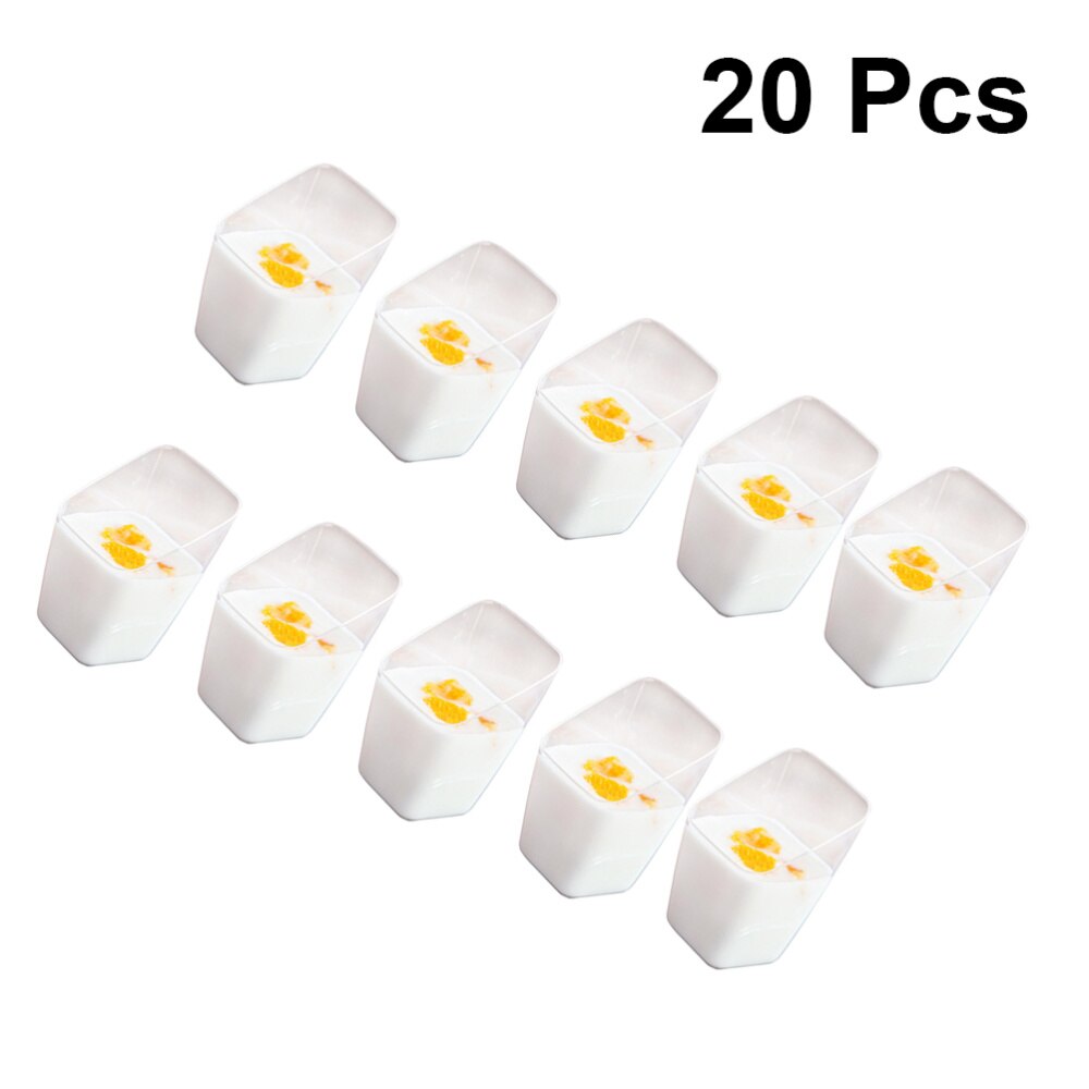 Mousse Cup Oblique Square Disposable Mini Tiramisu Cup Dessert Containers for Restaurant Cafe