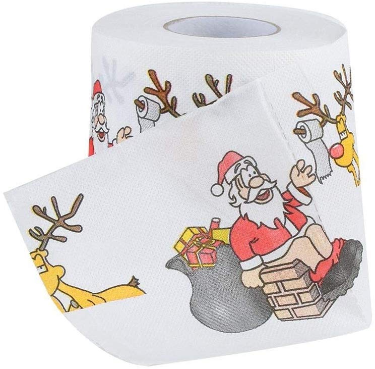 Blødt toiletpapir glædelig jul julemanden træ farverige trykte bad toiletpapir hjem forsyninger indretning tissue 1 rulle: Jule skorsten