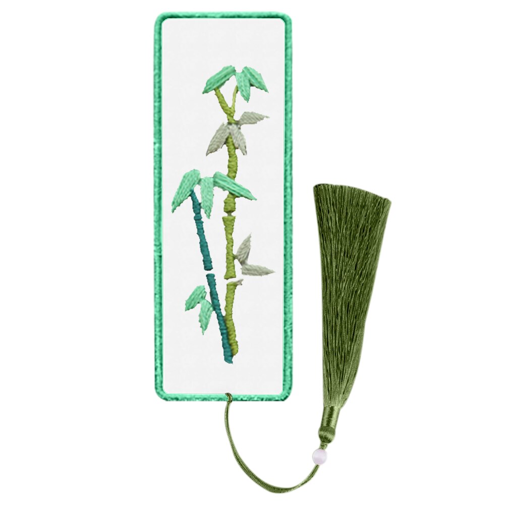 DIY Chinese Style Embroidery Bookmarks Rectangle Embroidery Material Kit Bookmark Flowers Cross Stitch Needlework Craft: D