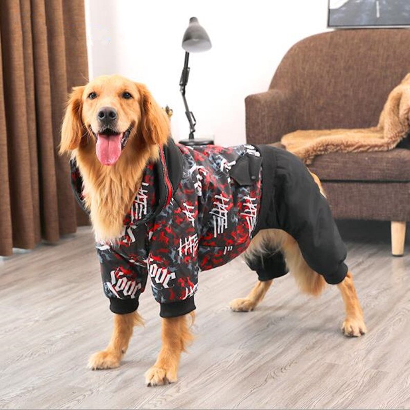 Stor hund kläder vinter varm hund hoodie snödräkt stor hund vadderad kappa för alaska labrador