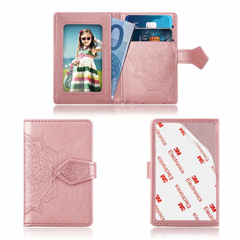 praktisch Zurück Karten Halfter Brieftasche Kredit Ich würde Karte Tasche 3M Klebstoff Aufkleber Für iPhone Samsung Xiaomi Huawei Telefon beutel: Rose Gold