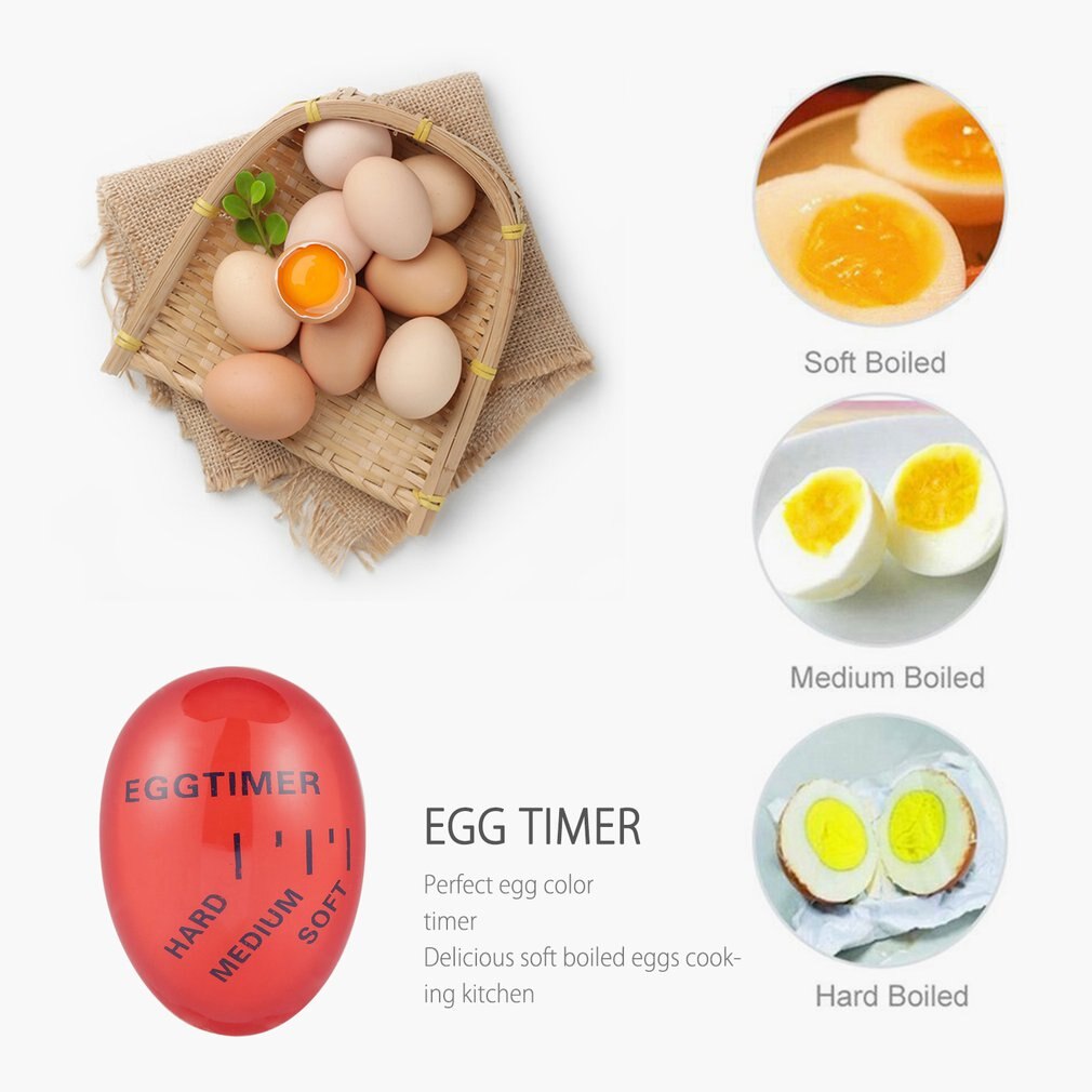 Egg Perfect Color Changing Timer Yummy Soft Hard Boiled Eggs Cooking Kitchen Eco-Friendly Plastic Eggs Timer Red