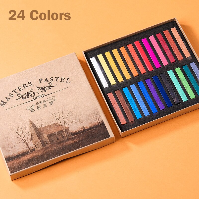 Marie&#39;s Painting Crayons Soft Pastel Set Square Pastels Chalks Square Artist Pastel Set Box of 12/24/36/48 Assorted Colors: 24 Colors