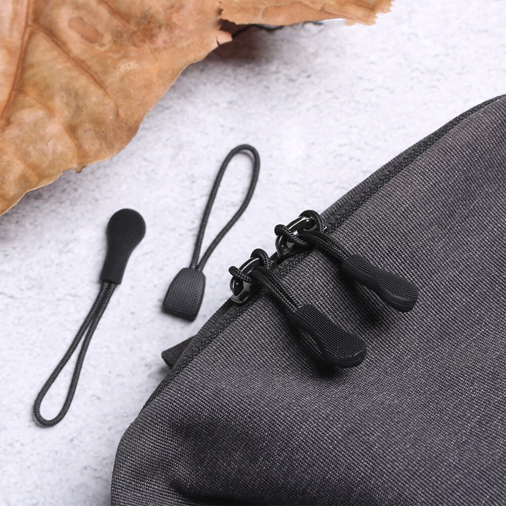 5Pcs/Bag DIY Black Zipper Pull Puller End Fit Rope Tag Fixer Zip Cord Tab Replacement Clip Broken Buckle Travel Bag Backpack