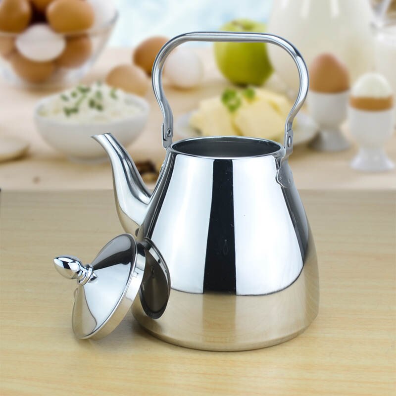 Sanqia simple style stainless steel lift pot metal teapot with filter tea kettle with strainer infuser: 1200ml no filter