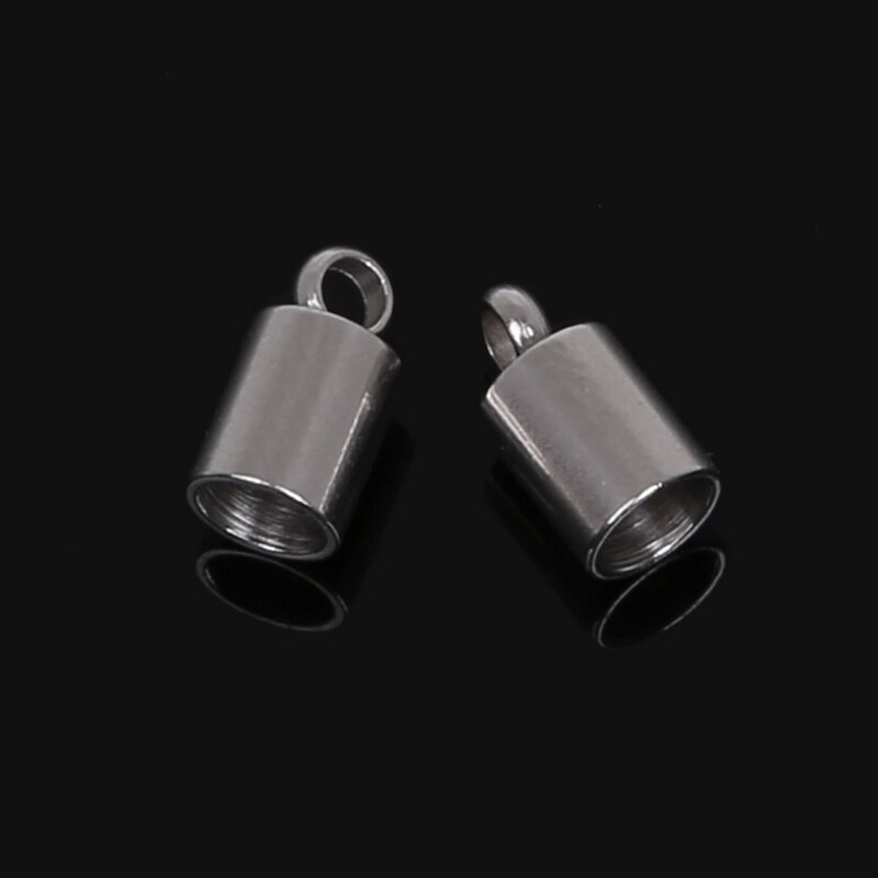 10 pz/lotto 2 millimetri 3 millimetri 5 millimetri 6 millimetri 7 millimetri 8 millimetri 9 millimetri In Acciaio Inox In Pelle Nappa cord End Crimp Caps Fine Tip Caps Per DIY Monili Che Fanno