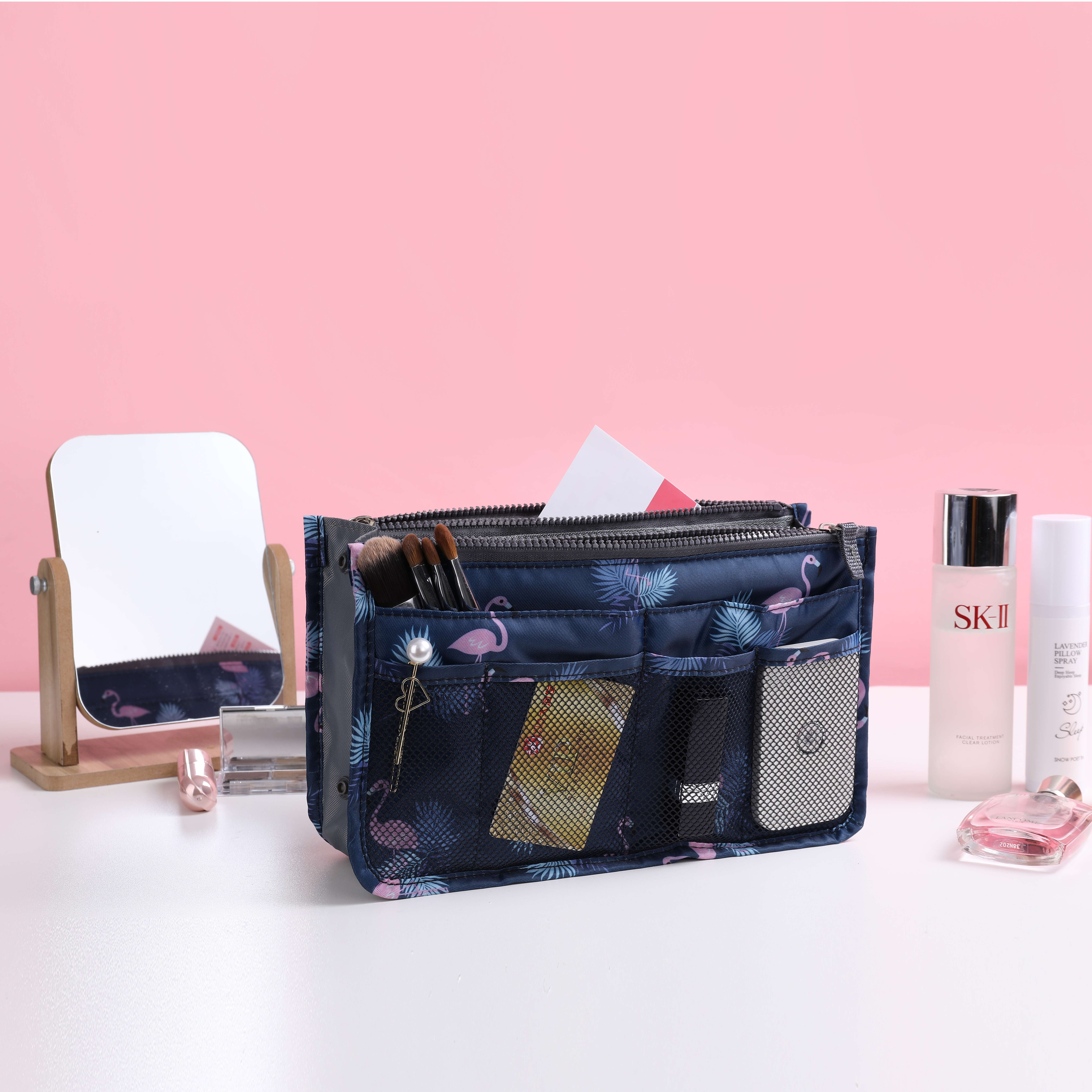 Bolsa de maquillaje para mujer, bolsa de almacenamiento portátil, kit de artículos de aseo, organizador de viaje, bolsa de cosméticos