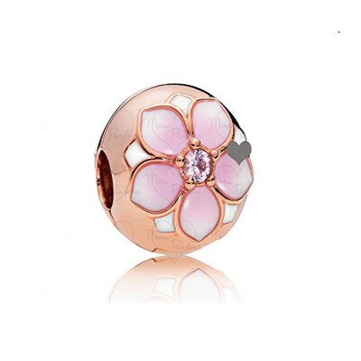 NUOVO 100% 925 Sterling Silver 1:1 Autentico Charm In Oro Rosa Margherite di Cuore-A Forma di Coniglio In Rilievo Clip di Sicurezza Della Catena di Sicurezza: Rosso