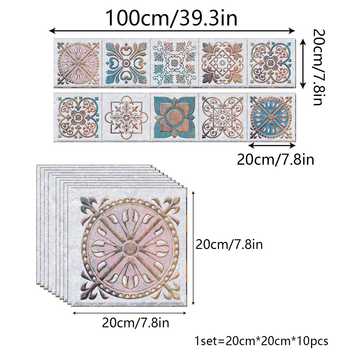 CZ126 Mediterranean style small size ceramic tile sticker kitchen bathroom bar counter window wall sticker: Default Title