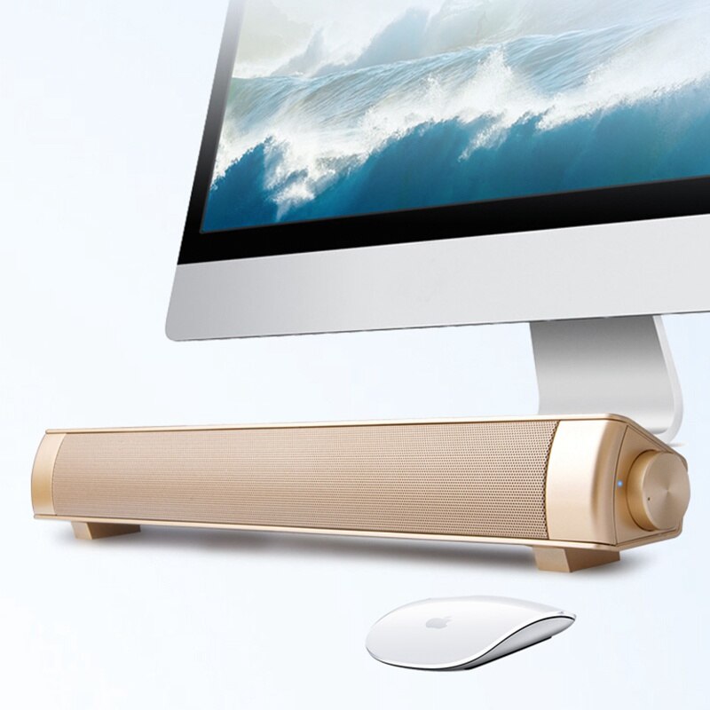 VTIN Drahtlose Bluetooth Lautsprecher 4,2 SoundBar Fernbedienung TF Karte TV praktisch Tablette umgeben Klang System TV Lautsprecher 3 Farben: Gold