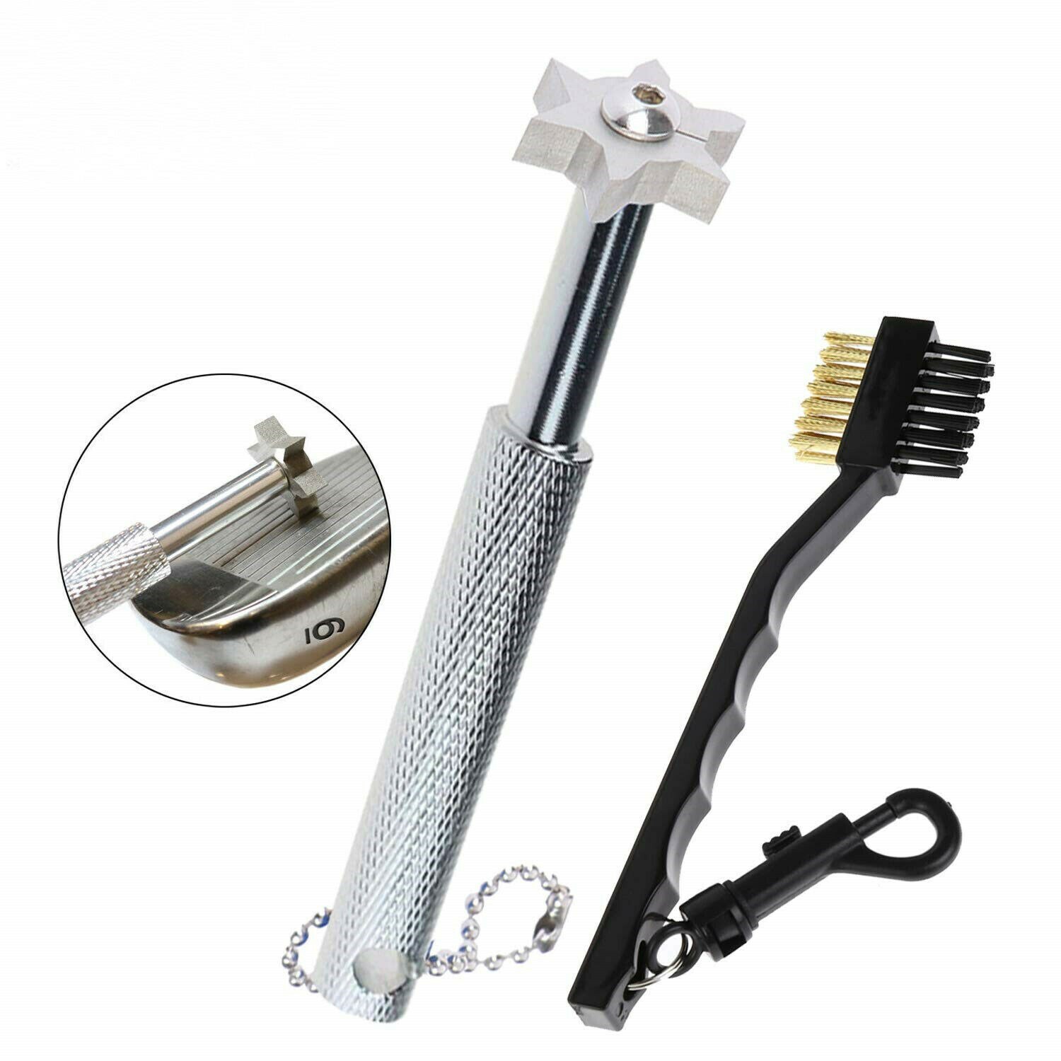 Training Aid Clean Tools Golf Club Groove Sharpener with Brush Iron Wedge V U Blade 6 Cutters Golf Accessories Cleaner Practice