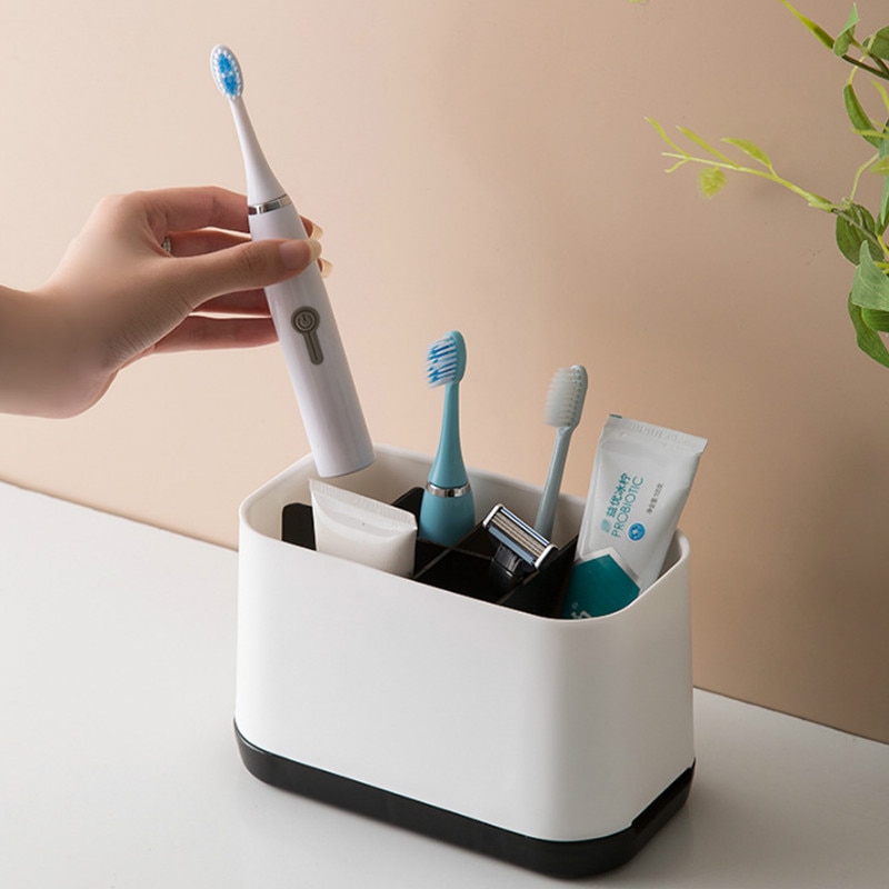 Escurridor de cepillo de dientes eléctrico multifunción, soporte para pasta dental, estante de baño, maquinilla de afeitar, cepillo de limpieza de maquillaje, caja de almacenamiento