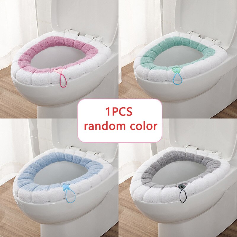 Zachte Toilet Seat Cover Comfortabele Universele Toilet Seat Cover Warm Herbruikbare Wc Mat Seat Case Wc Deksel Cover: 1PCS random color