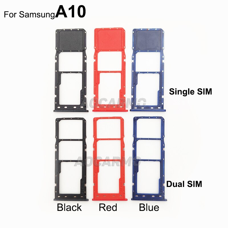 Aocarmo Voor Samsung Galaxy A10 Dual & Enkele Sim-kaart Microsd Houder Nano Sim Card Tray Slot Vervanging Deel