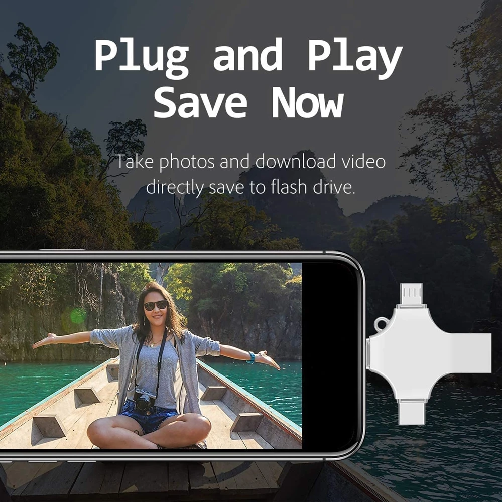 4in1 USB 3.0 Flash Drive 256GB 128GB Rotatable Rose Gold Pen Drive for IPhone /ipad/PC /Mirco Interface Memory Stick U Disk 8GB