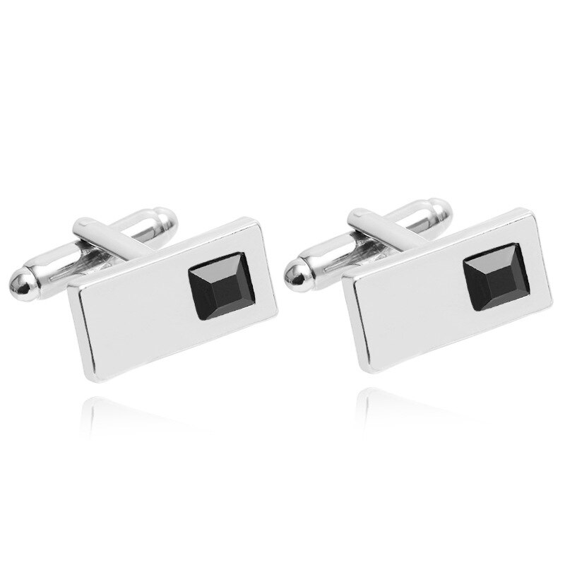 3 Clips de corbata de Metal de lujo para hombres, camisa francesa, gemelos rectangulares de cristal de boda, accesorios para hombres, joyería de: black cufflinks