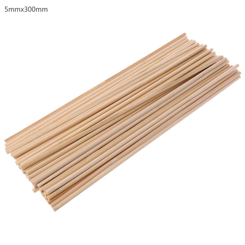 50Pcs Wooden Plants Grow Support Bamboo Sticks Garden Flower Support Stick Cane DIY Building Model Materials: 5mm